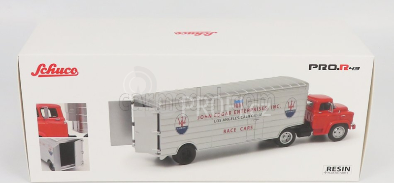 Schuco GMC Truck Team John Edgar Enterprises Inc. Maserati Car Transporter 1:43 Červená Stříbrná