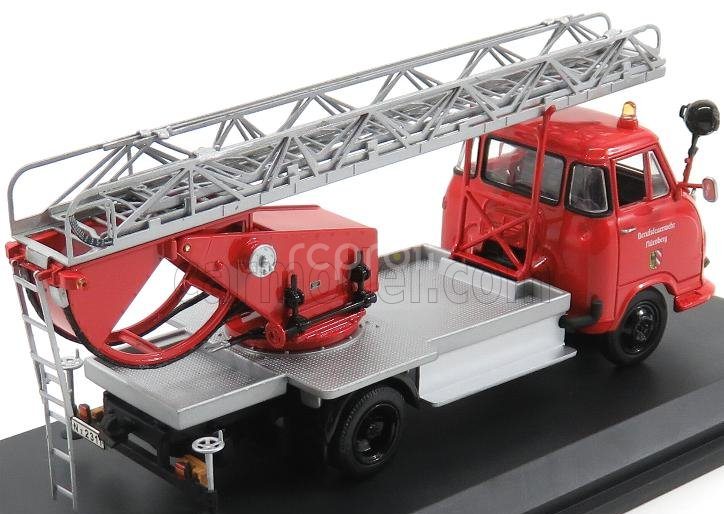 Schuco Hanomag Garant Fire Engine With Scala - Fw Drehleiter 1:43 Červená Stříbrná