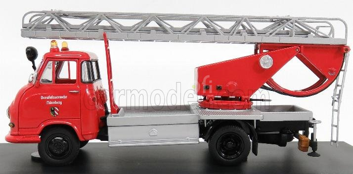 Schuco Hanomag Garant Fire Engine With Scala - Fw Drehleiter 1:43 Červená Stříbrná