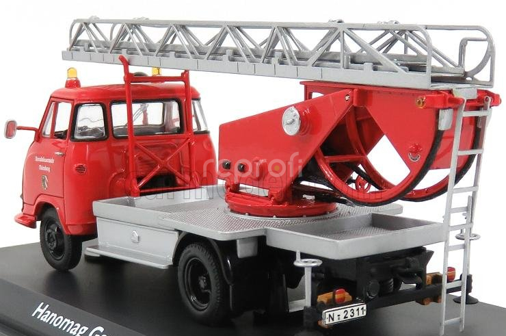 Schuco Hanomag Garant Fire Engine With Scala - Fw Drehleiter 1:43 Červená Stříbrná