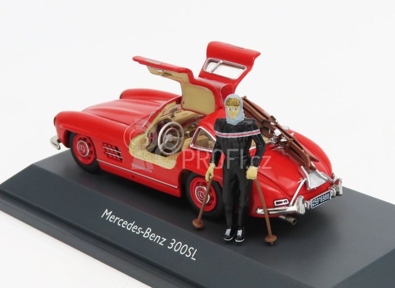 Schuco Mercedes benz 300sl Coupe Gullwing (w198) 1954 - Con Sci - With Figure And Ski 1:43 Red