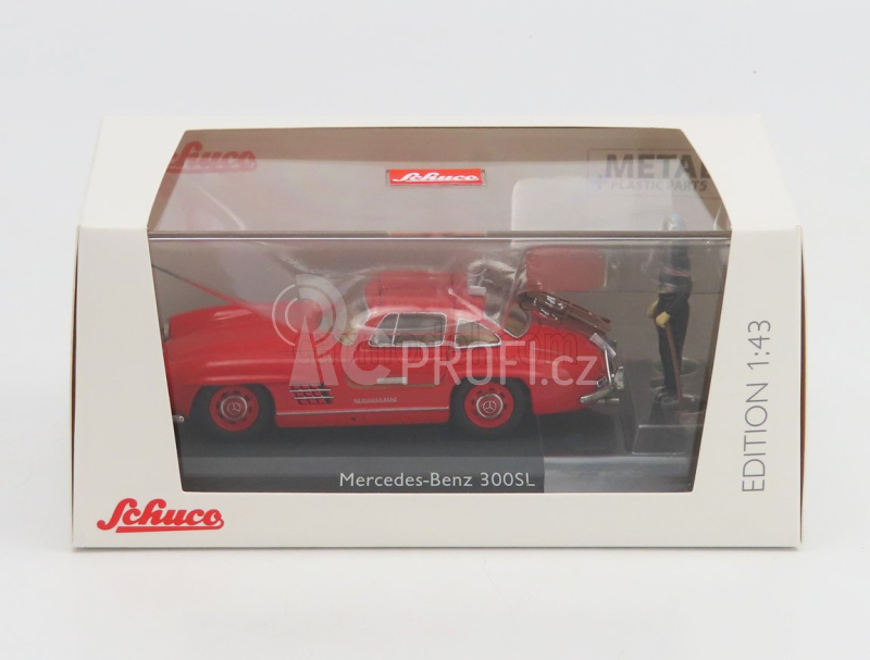 Schuco Mercedes benz 300sl Coupe Gullwing (w198) 1954 - Con Sci - With Figure And Ski 1:43 Red
