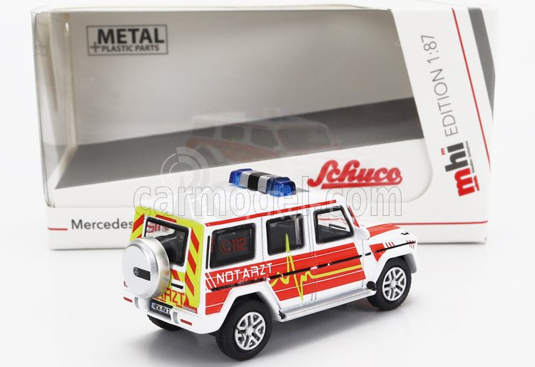 Schuco Mercedes benz G-class Notarzt Police 1995 1:87 Bílá Červená