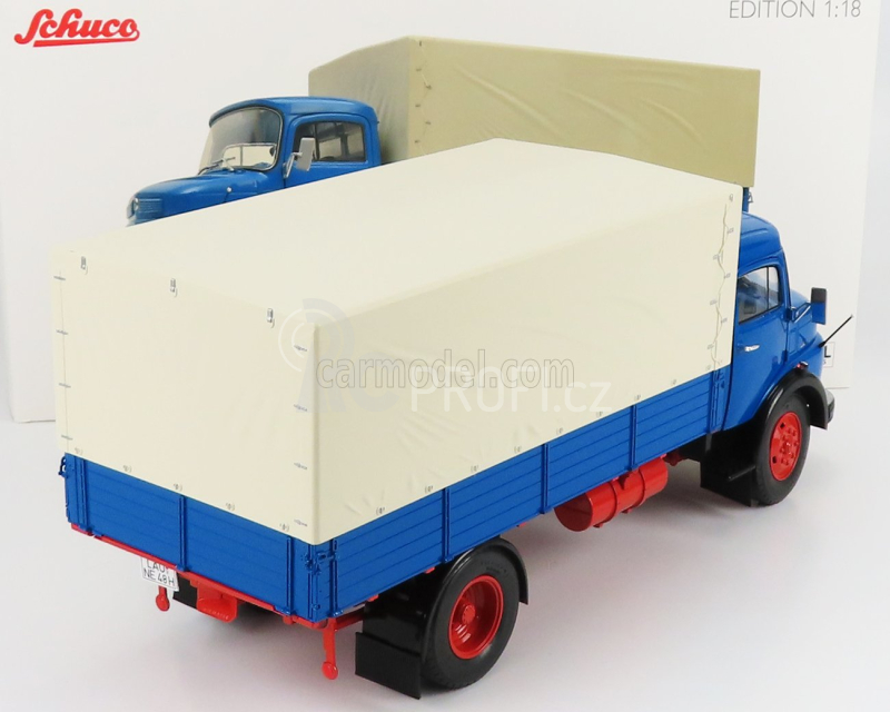 Schuco Mercedes benz L911 Truck Telonato 1966 1:18 Modrá Bílá