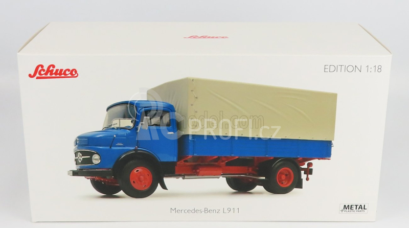 Schuco Mercedes benz L911 Truck Telonato 1966 1:18 Modrá Bílá
