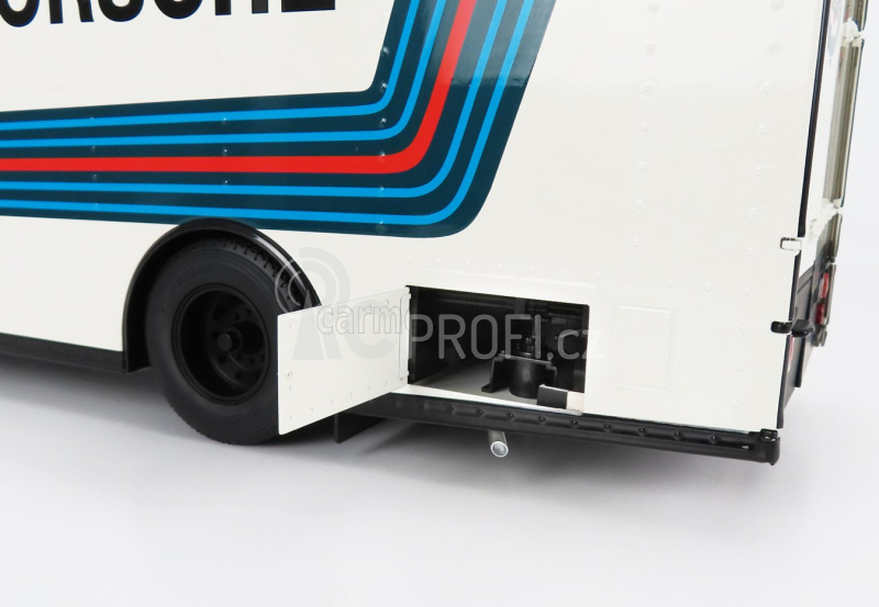 Schuco Mercedes benz O317 Truck Car Transporter Porsche Martini Racing 1968 1:18 Bílá Modrá