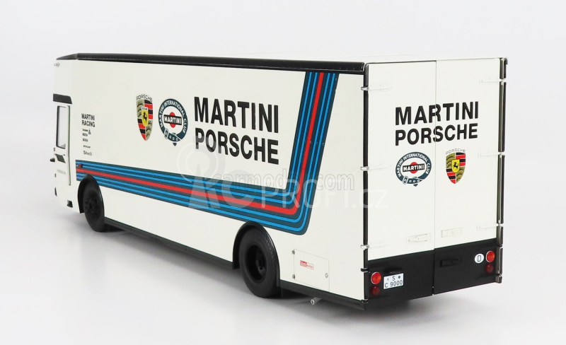 Schuco Mercedes benz O317 Truck Car Transporter Porsche Martini Racing 1968 1:18 Bílá Modrá