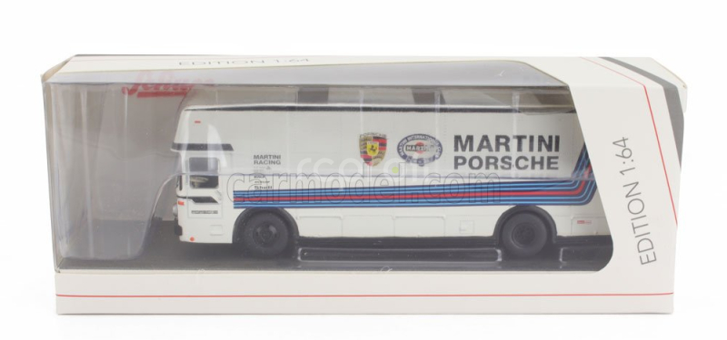 Schuco Mercedes benz O317 Truck Car Transporter Porsche Martini Racing 1968 1:64 Bílá Modrá