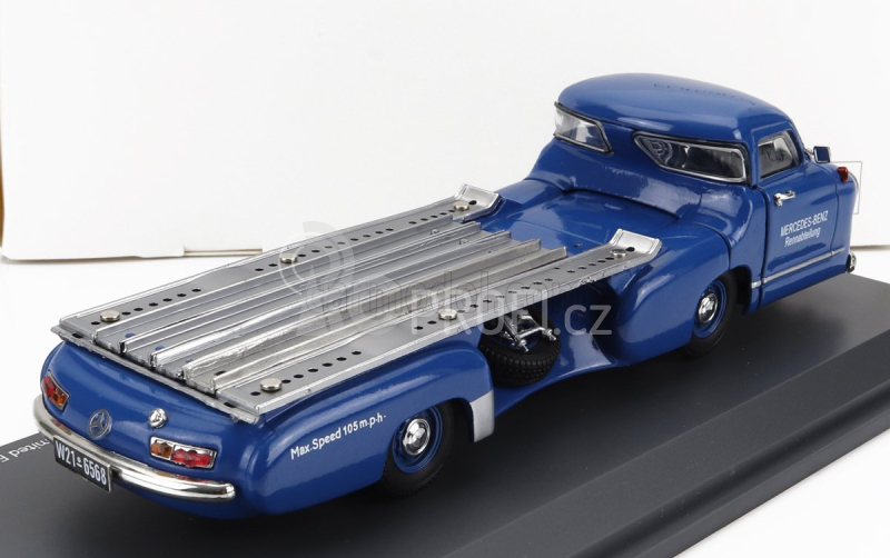 Schuco Mercedes benz Racing Car Transporter Truck Rennwagen 1955 1:43 Blue