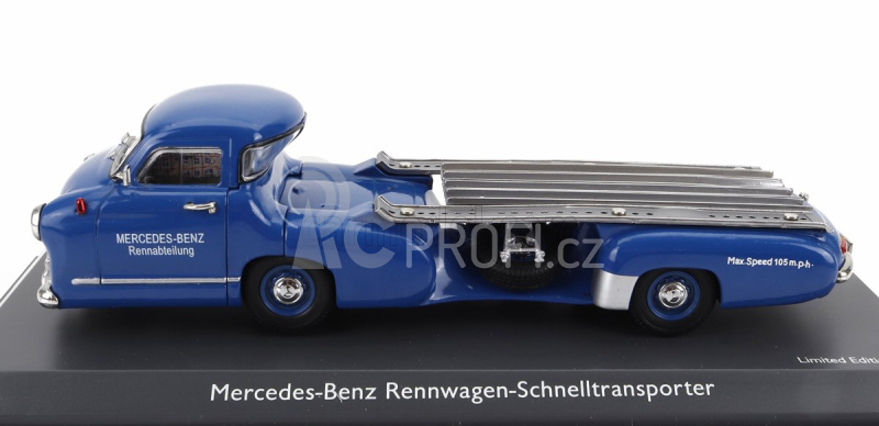 Schuco Mercedes benz Racing Car Transporter Truck Rennwagen 1955 1:43 Blue