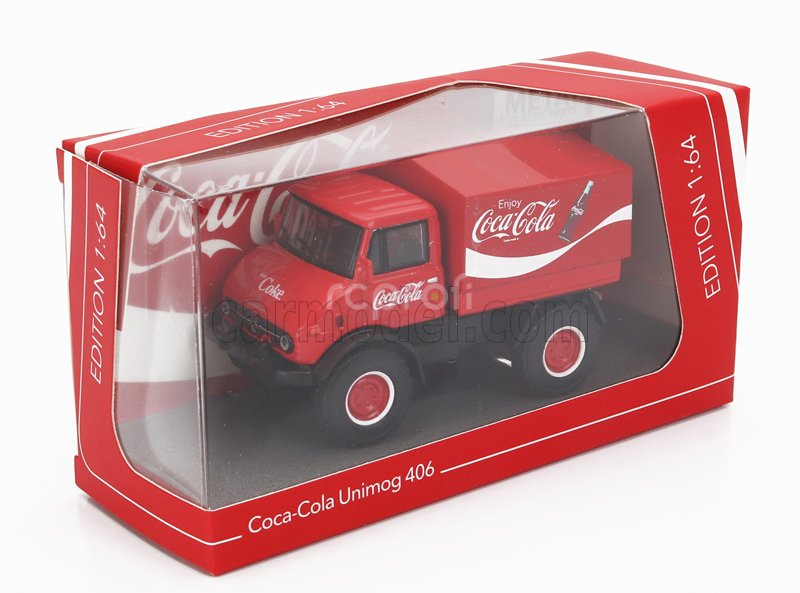 Schuco Mercedes benz Unimog U406 Truck Telonato Coca-cola 1966 1:64 Červená Bílá