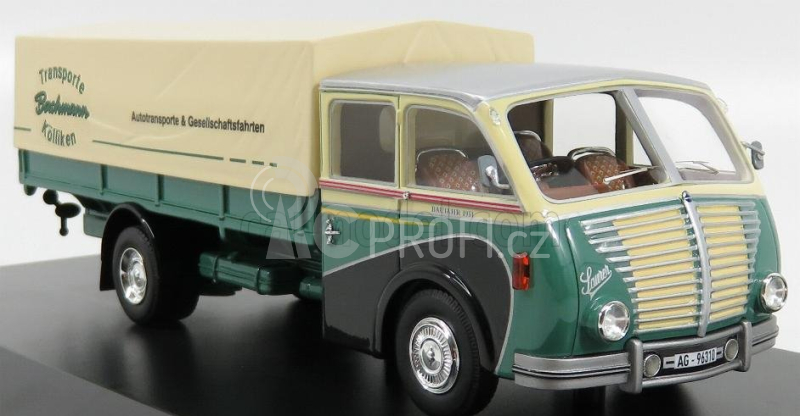 Schuco Saurer 3ch Lkw Telonato Transport Bachmann 1954 1:43 Zelená Krémová Stříbrná