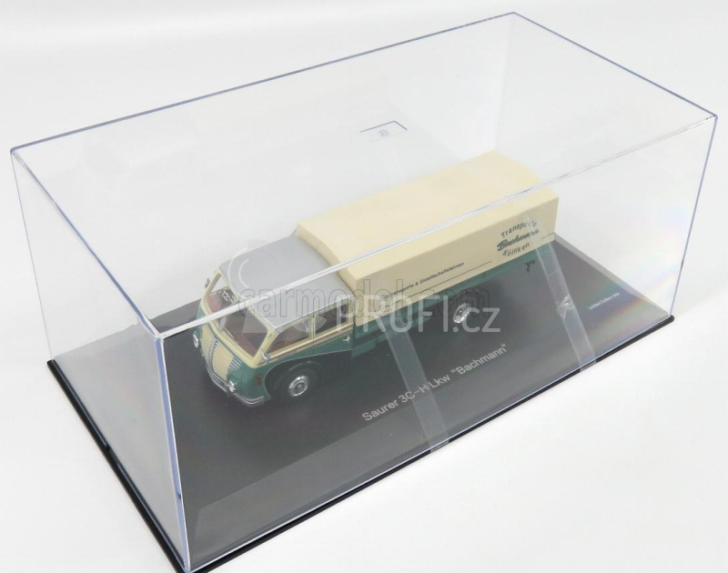 Schuco Saurer 3ch Lkw Telonato Transport Bachmann 1954 1:43 Zelená Krémová Stříbrná
