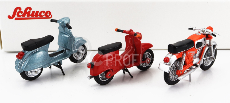 Schuco Simson Set 3x Schwalbe Kr51/1 1968 + Zundapp Ks50 Super Sport 1950 - Piaggio Vespa 150 Px 1:43 Různé