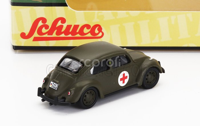 Schuco Volkswagen Beetle Kafer Maggiolino Unite Medical Armee Allemande Ambulance 1955 1:87 Vojenská Zelená