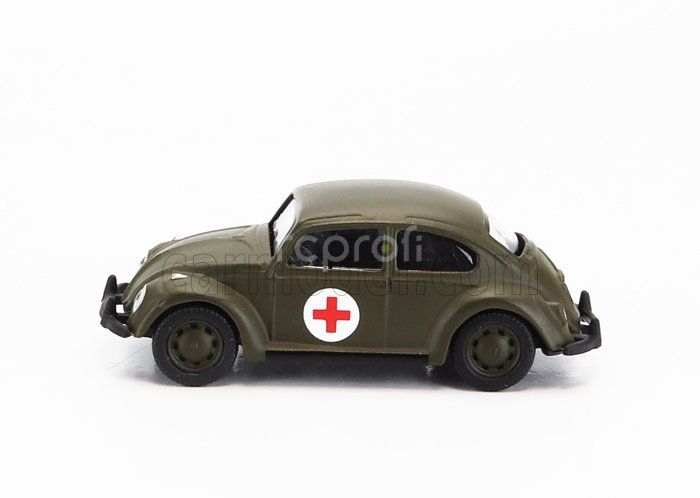 Schuco Volkswagen Beetle Kafer Maggiolino Unite Medical Armee Allemande Ambulance 1955 1:87 Vojenská Zelená