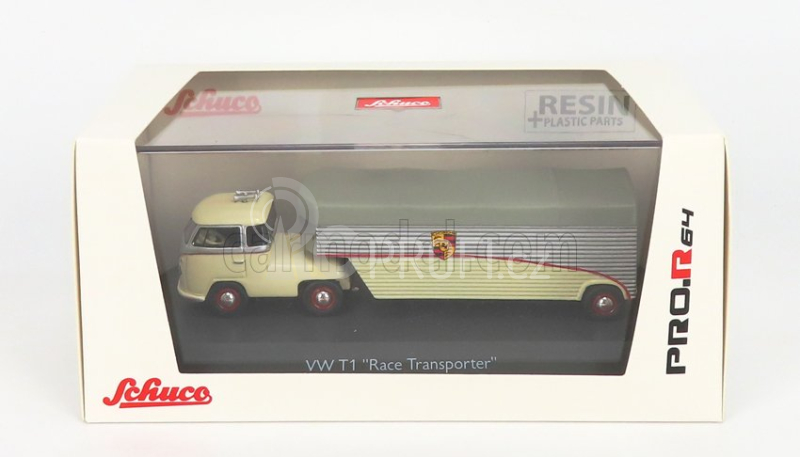 Schuco Volkswagen T1b Continental Motors Porsche Car Transporter 1962 1:64 Krémově Šedá Stříbrná