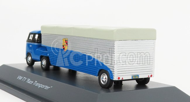 Schuco Volkswagen T1b Continental Motors Porsche Car Transporter 1962 1:64 Modrá Černá