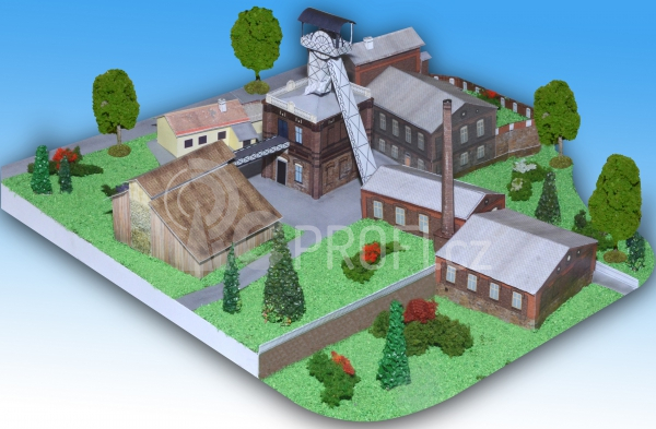 Ševčinský důl Příbram - papírový model 1:250