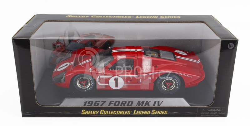 Shelby-collectibles Ford usa Gt40 Mkiv 7.0l V8 Team Shelby American Inc. N 1 Winner 24h Le Mans 1967 A.j.foyt - D.gurney 1:18 Červená Bílá