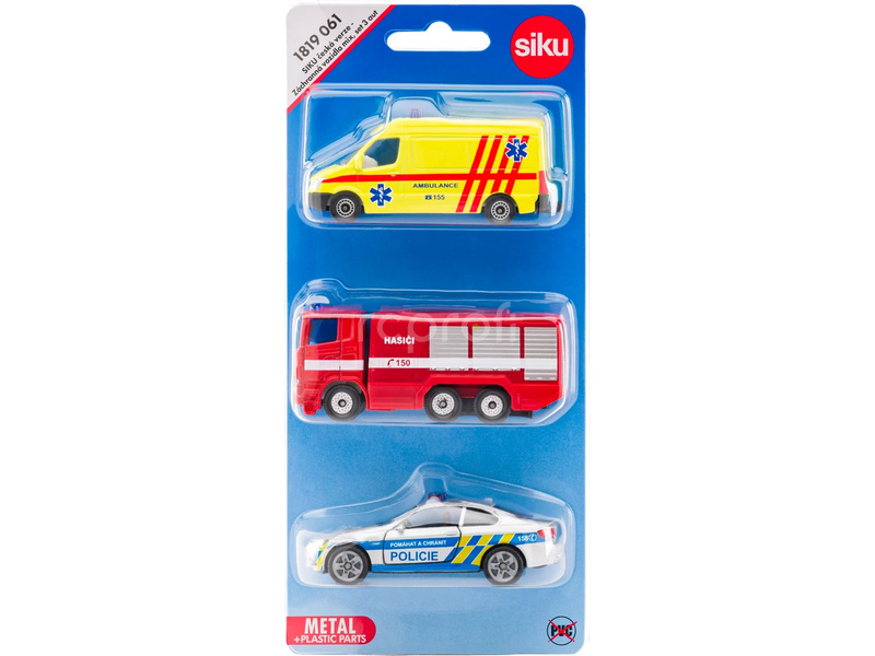 SIKU Blister - Policie, hasiči, ambulance (česká verze) 1:50