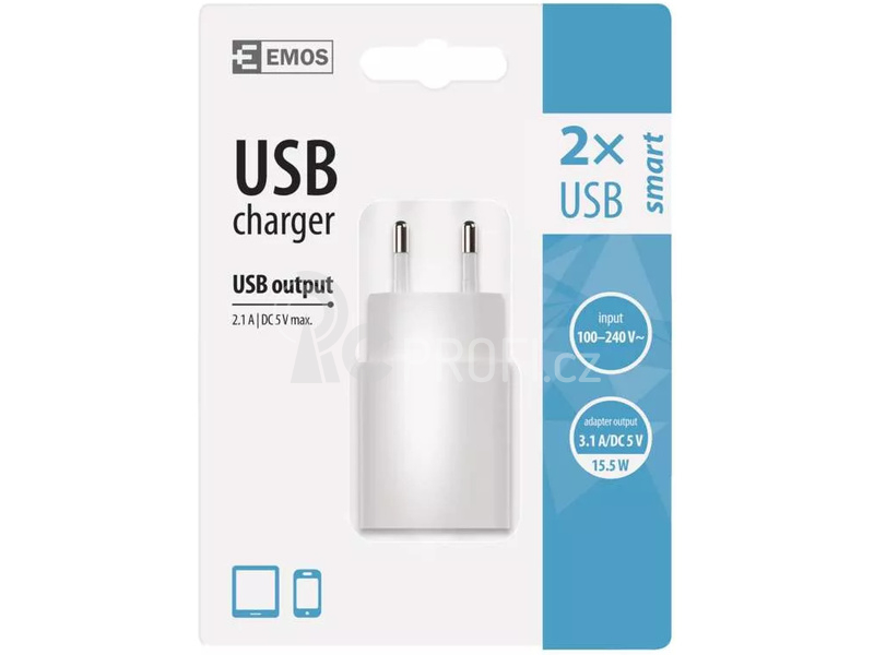 Síťový univerzální USB adaptér (zdroj) 3.1A (15W)