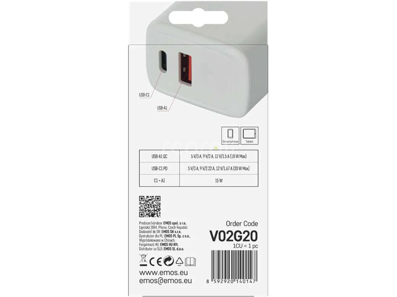 Síťový USB adaptér (zdroj) GaN PD 20W