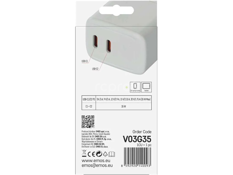 Síťový USB adaptér (zdroj) GaN PD 35W