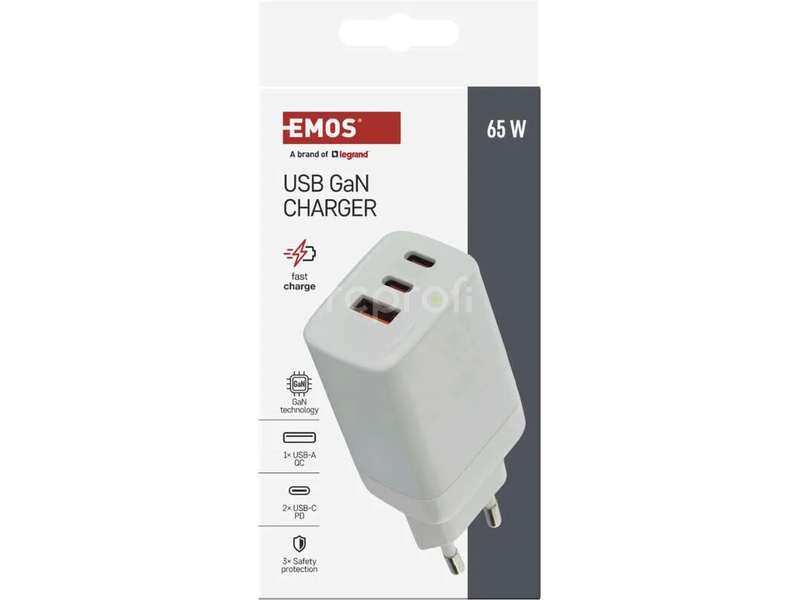 Síťový USB adaptér (zdroj) GaN PD 65W