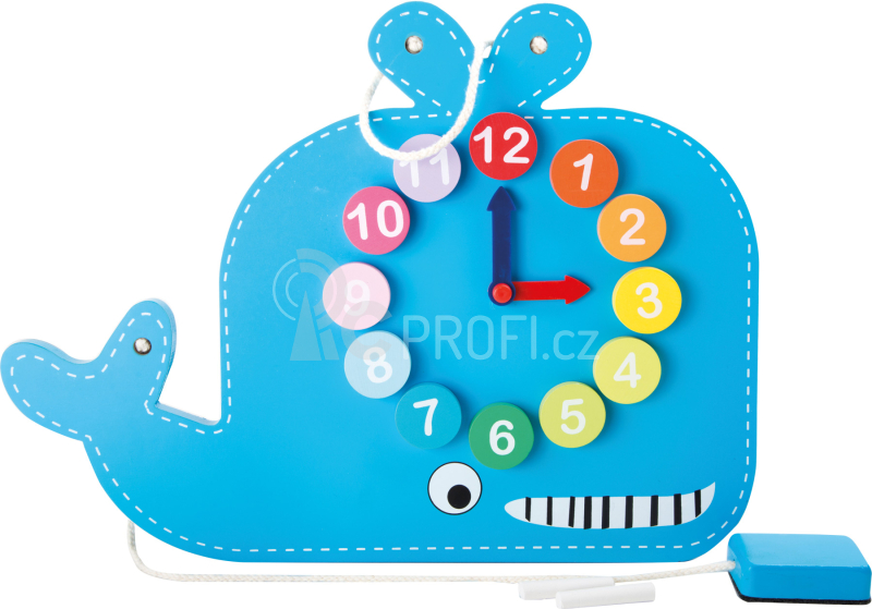 Small Foot Didaktivní tabule s hodinami velryba