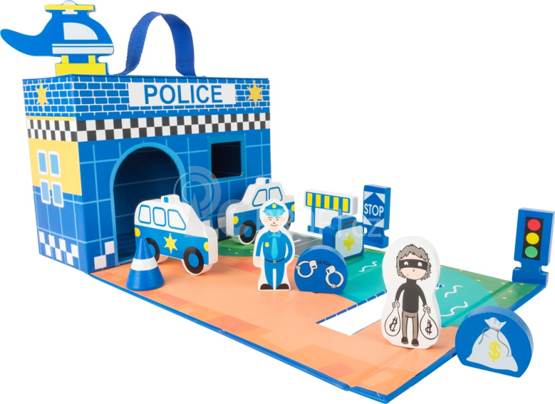 Small Foot Dřevěná policejní stanice v kufříku