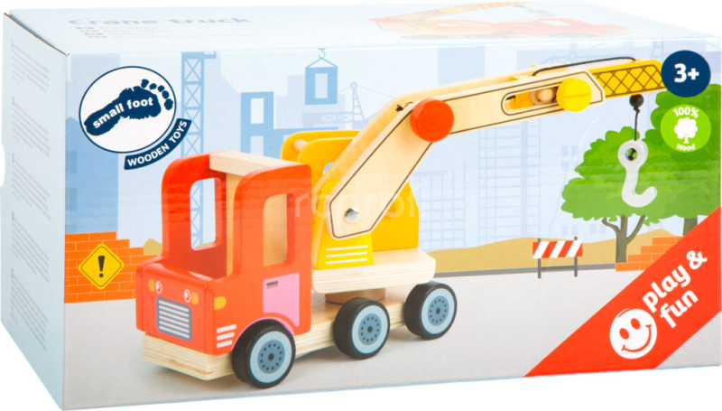 small foot Dřevěné auto s jeřábem - poškozený obal