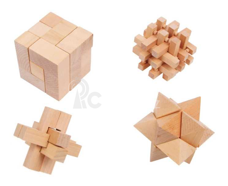 Small Foot Dřevěné hlavolamy set 4 ks - poškozený obal