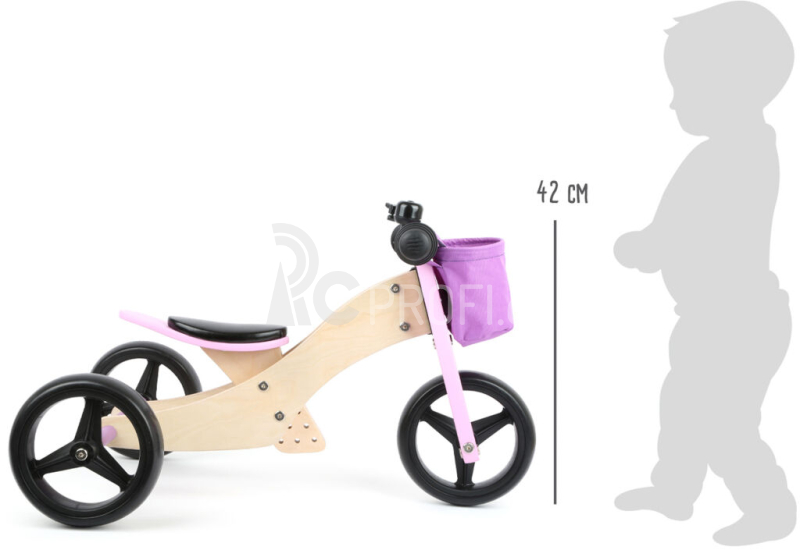 Small Foot Dřevěné odrážedlo Trike 2v1 růžové - poškozený obal