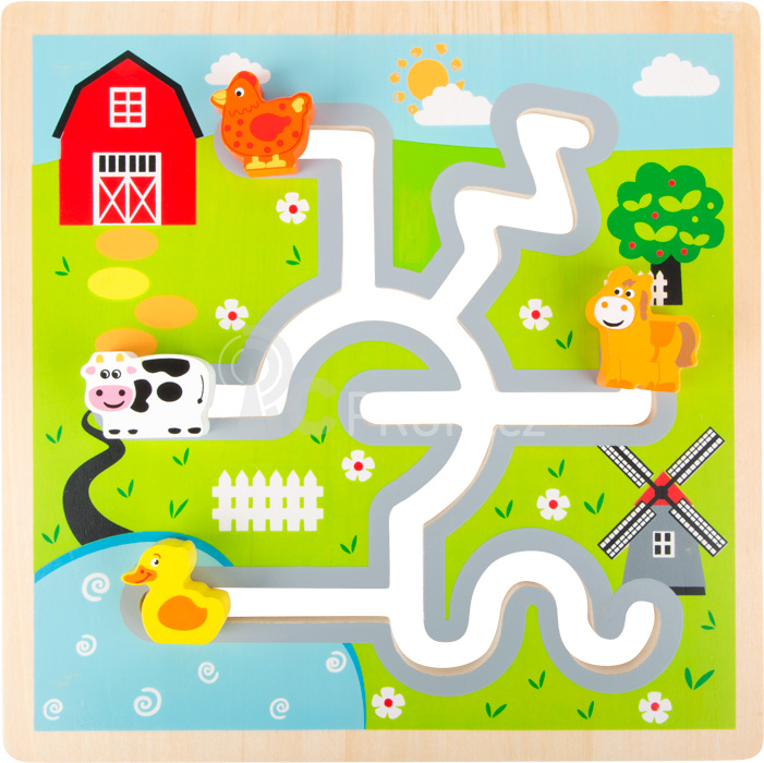 Small Foot Dřevěné posuvné puzzle Farma - poškozený obal