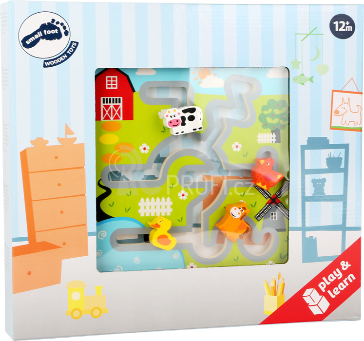 Small Foot Dřevěné posuvné puzzle Farma - poškozený obal