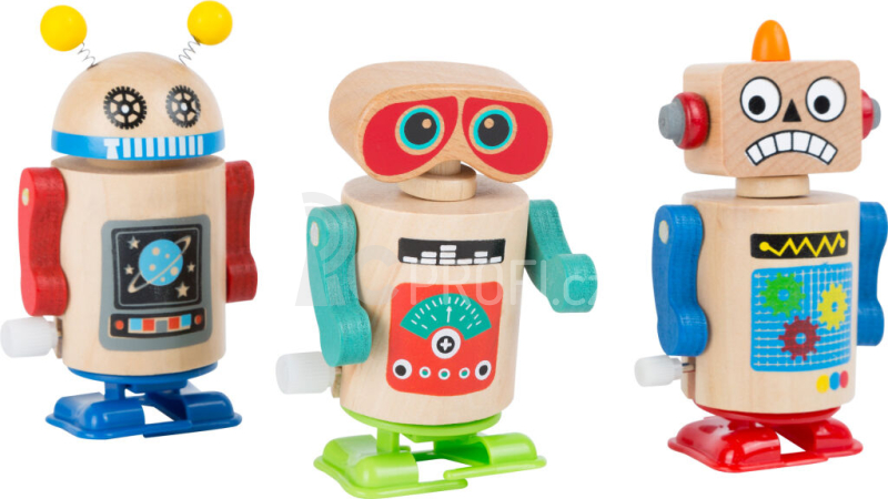 Small Foot Dřevěný natahovací robot 1ks modrá