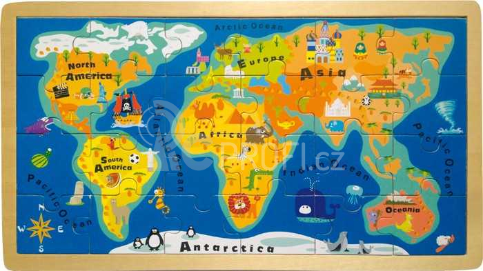 Small Foot Vkládací puzzle jednoduchá velká mapa světa