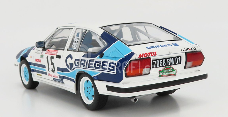 Solido Alfa romeo Alfetta Gtv6 N 15 Rally Des Garrigues 1986 C.rigollet - M.bathelot 1:18 Bílá 2 Tóny Modrá