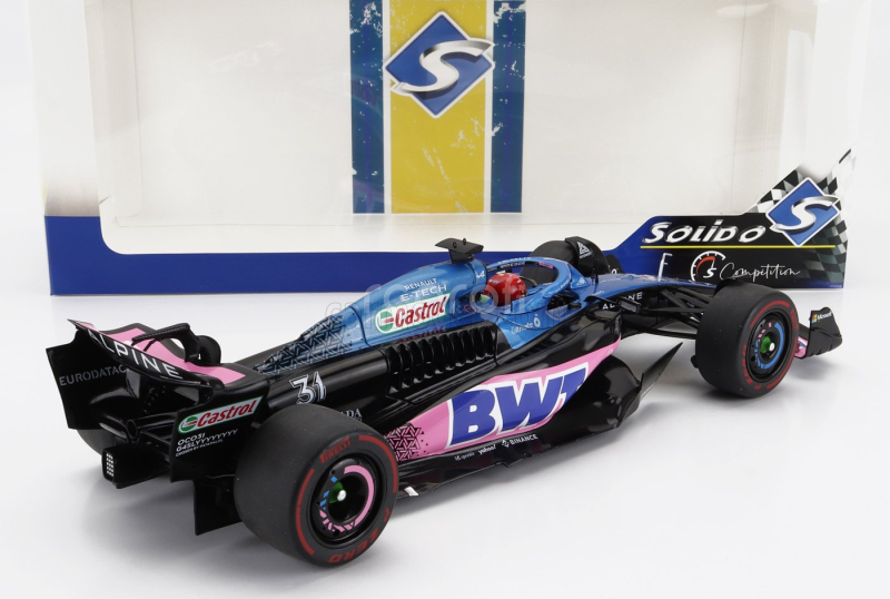 Solido Alpine F1  A523 Team Bwt Alpine N 31 3rd Monaco Gp 2023 Esteban Ocon 1:18 Modrá Růžová