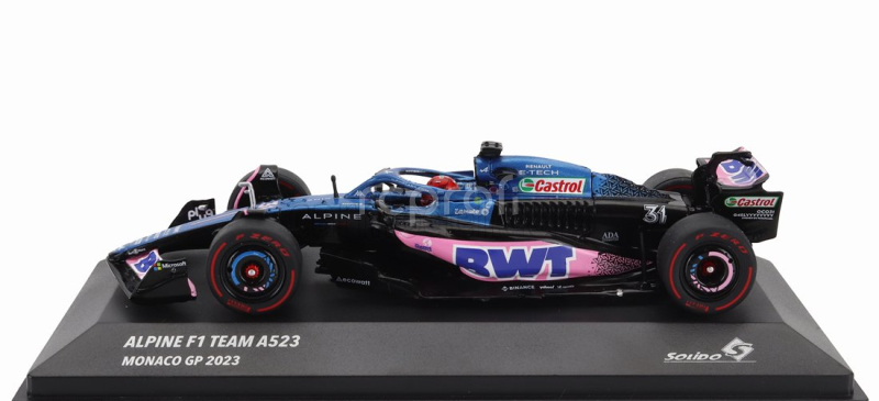 Solido Alpine F1  A523 Team Bwt Alpine N 31 3rd Monaco Gp 2023 Esteban Ocon 1:43 Modrá Růžová