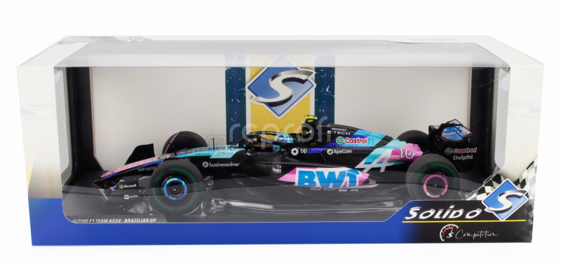 Solido Alpine F1  A524 Team Bwt Alpine N 10 Brazilian Gp 2024 Pierre Gasly 1:18 Černá Modrá Růžová