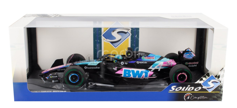 Solido Alpine F1  A524 Team Bwt Alpine N 31 Brazilian Gp 2024 Esteban Ocon 1:18 Černá Modrá Růžová