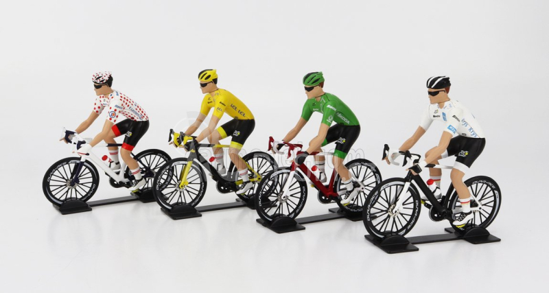 Solido Figures Set 4x Ciclista - Cyclist - Maglia Gialla - Yellow Jersey - Maglia A Pois - Pois Jersey - Maglia Verde - Green Jersey - Maglia Bianca - White Jersey - Tour De France 2022 1:18 Různé