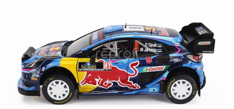 Solido Ford england Puma Rally1 Team Red Bull Ford World Rally M-sport N 8 Winner Rally Sweden 2023 Ott Tanak - Martin Jarveoja 1:18 Modrá Žlutá Červená