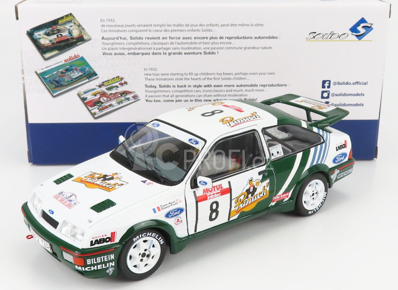 Solido Ford england Sierra Cosworth Rs500 N 8 Rally Tour De Corse 1988 Auriol 1:18 Bílá Zelená