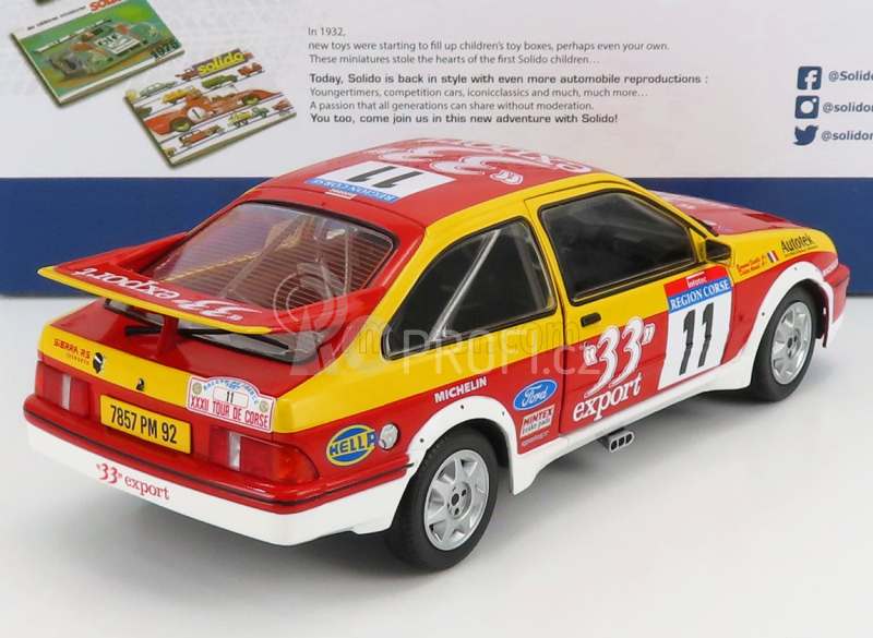 Solido Ford england Sierra Rs Cosworth N 11 Rally Tour De Corse 1987 D.auriol - B.occelli 1:18 Červená Žlutá