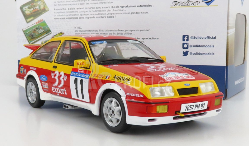 Solido Ford england Sierra Rs Cosworth N 11 Rally Tour De Corse 1987 D.auriol - B.occelli 1:18 Červená Žlutá