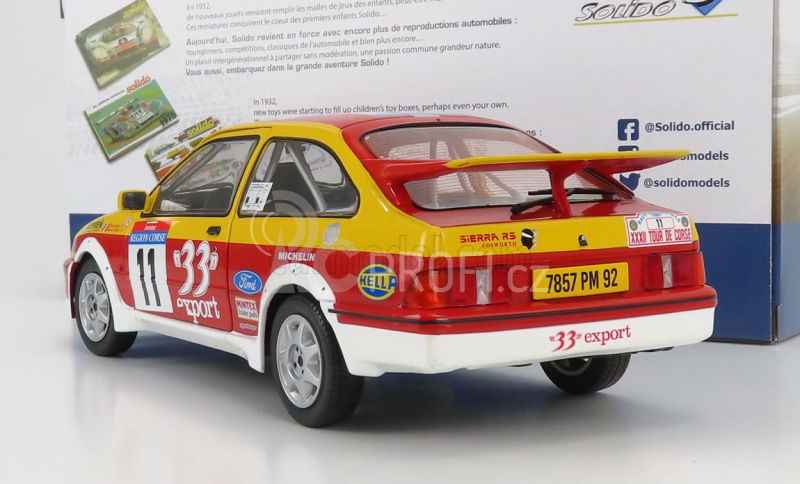 Solido Ford england Sierra Rs Cosworth N 11 Rally Tour De Corse 1987 D.auriol - B.occelli 1:18 Červená Žlutá