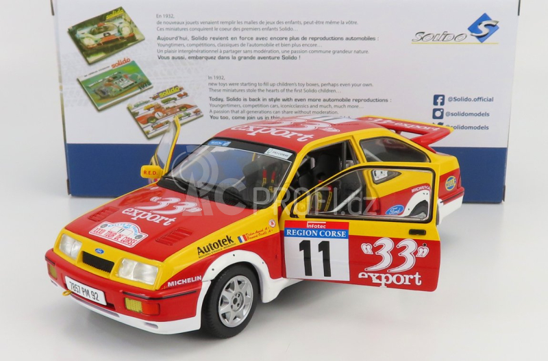 Solido Ford england Sierra Rs Cosworth N 11 Rally Tour De Corse 1987 D.auriol - B.occelli 1:18 Červená Žlutá